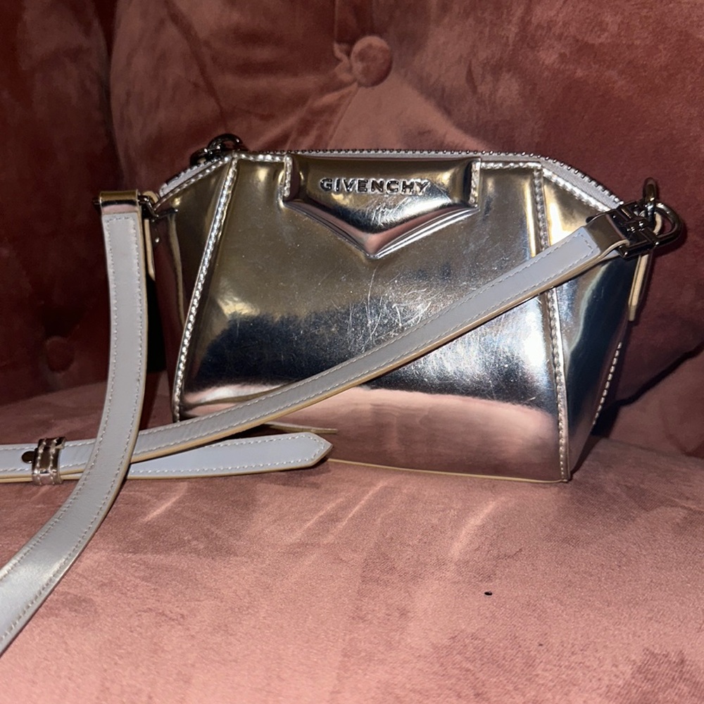 Givency metallic silver mini crossbody bag good condition